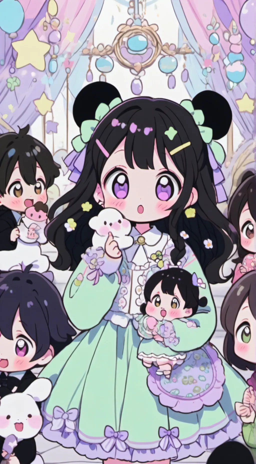 ai character: babies  background