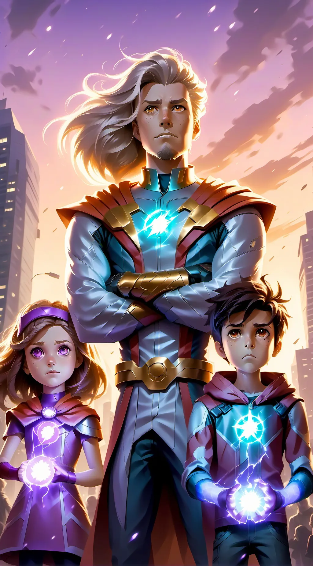 ai character: Super-Family of 3  background