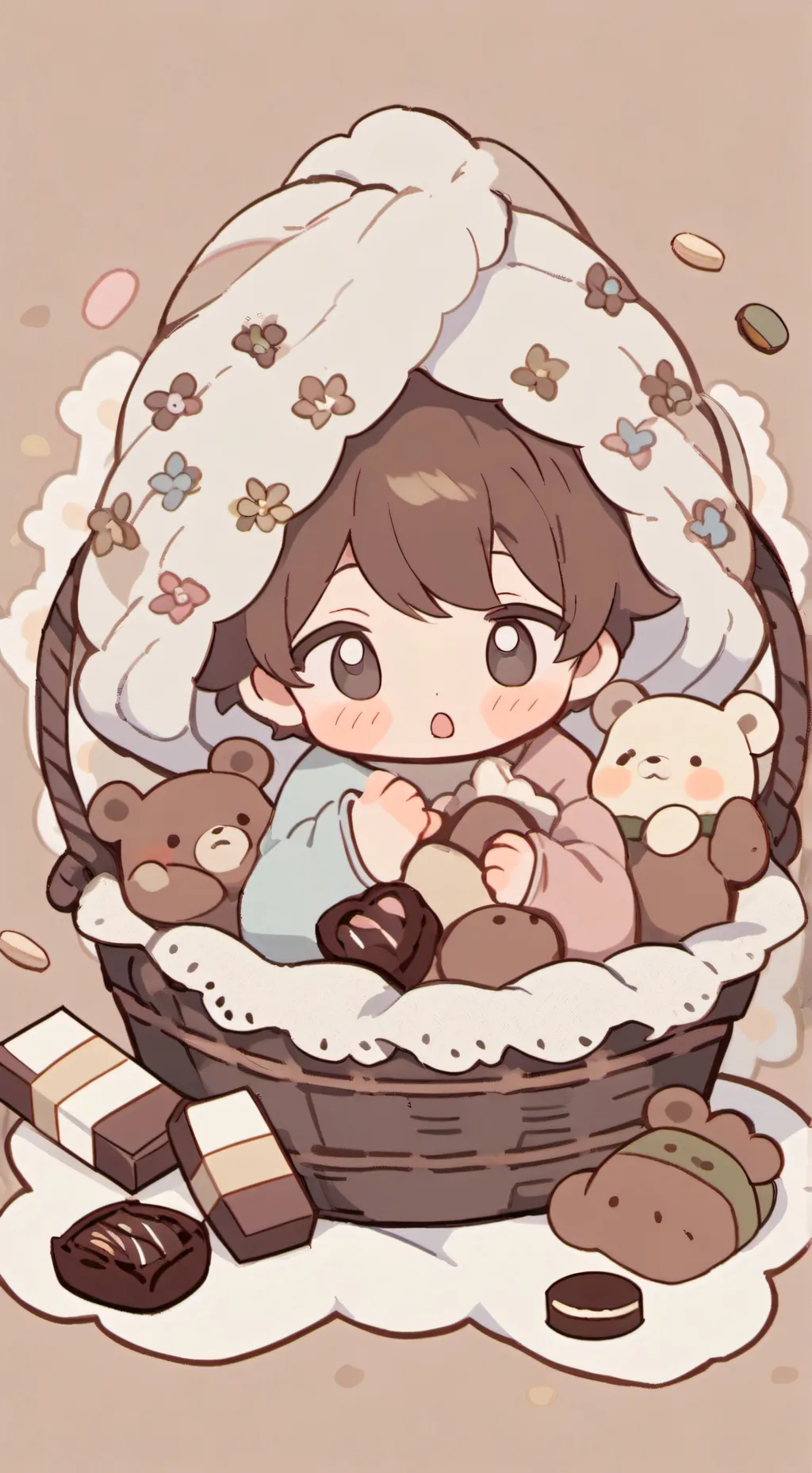 ai character: bebe en canasta  background