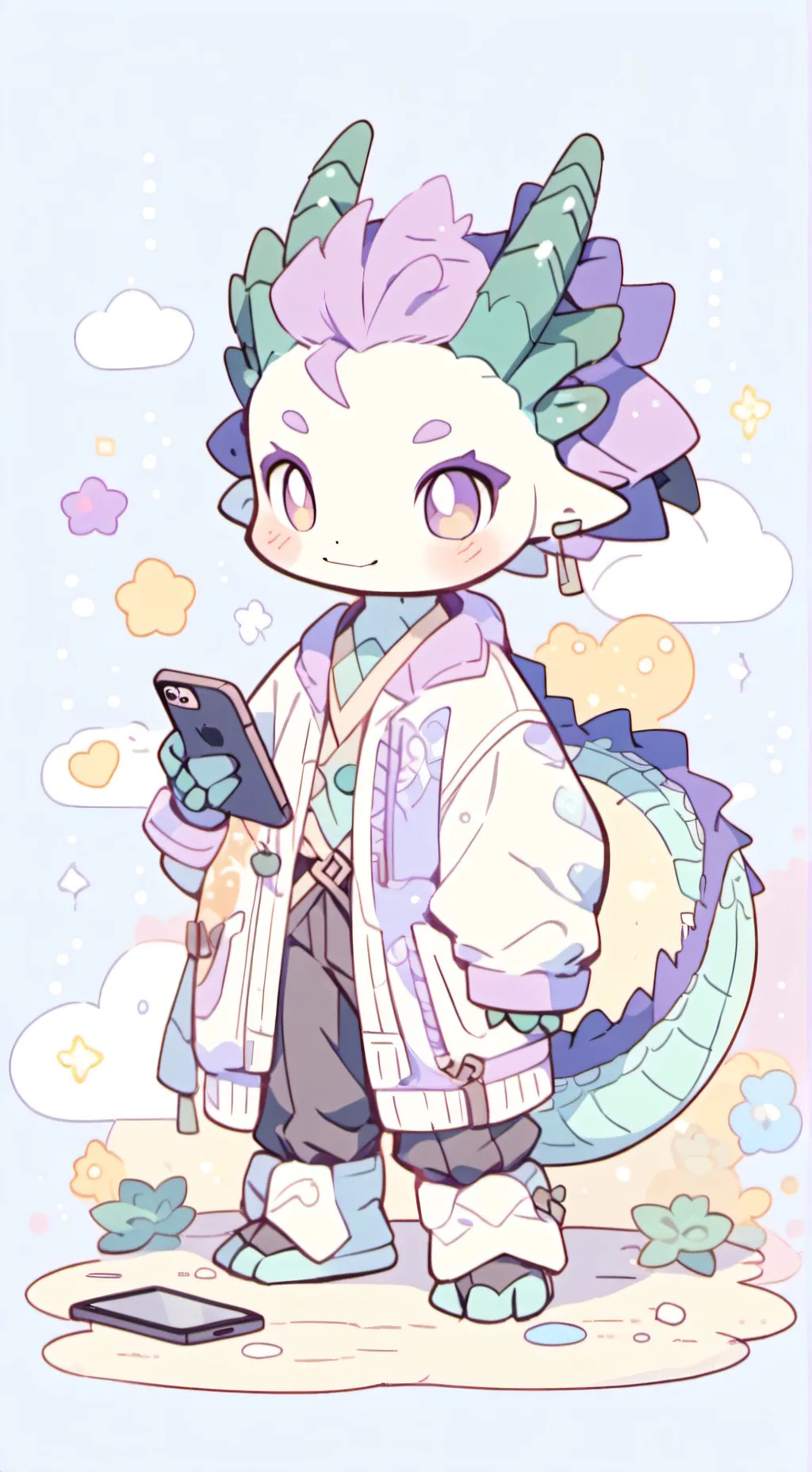 ai character: Durple reads comme background