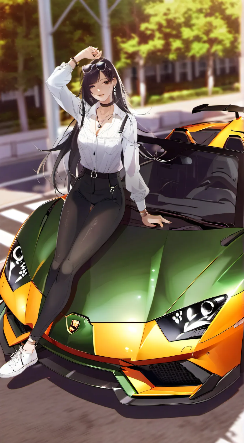 ai character: A girl  background