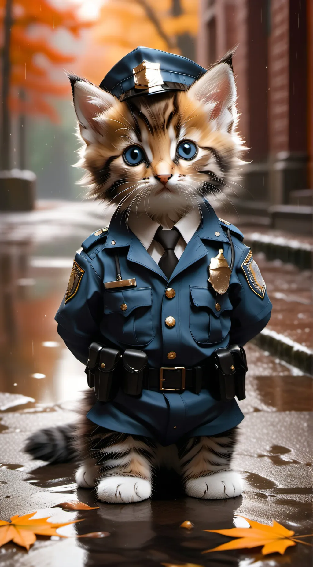 ai character: Police but cats background