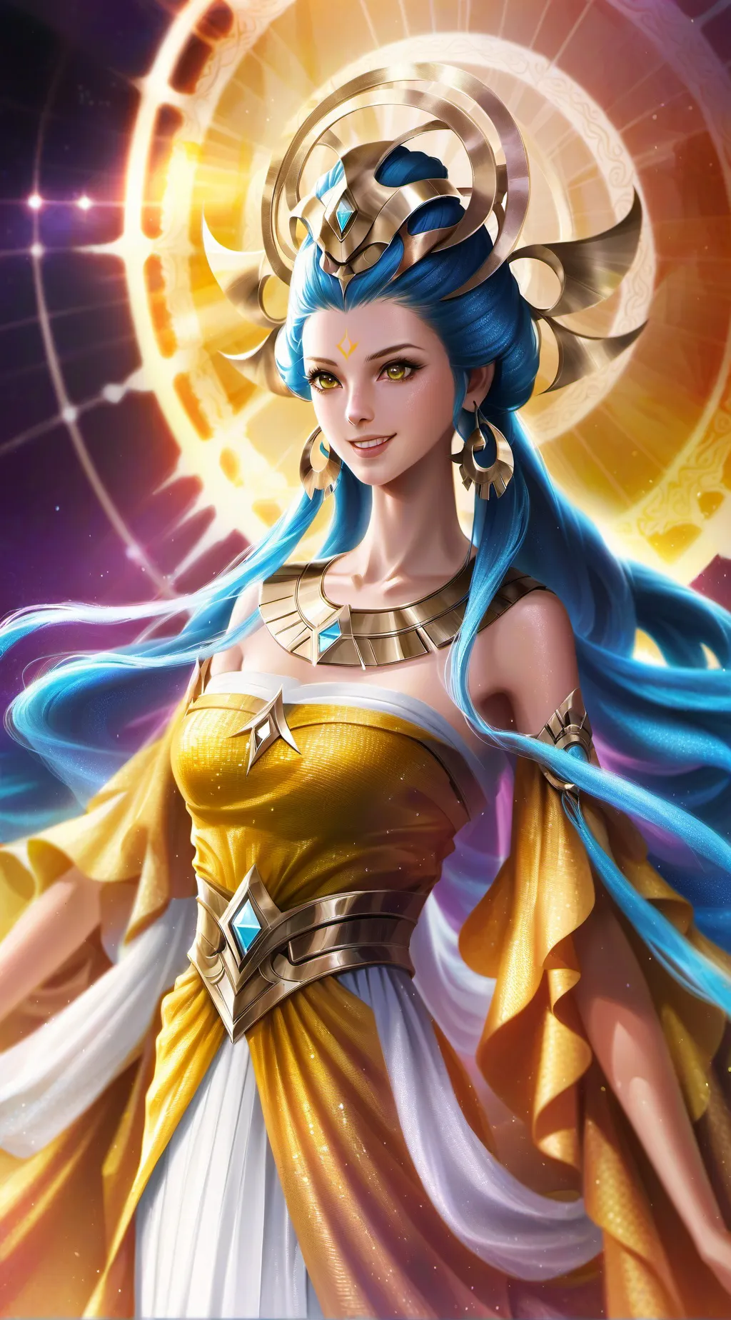 ai character: Gold goddess background