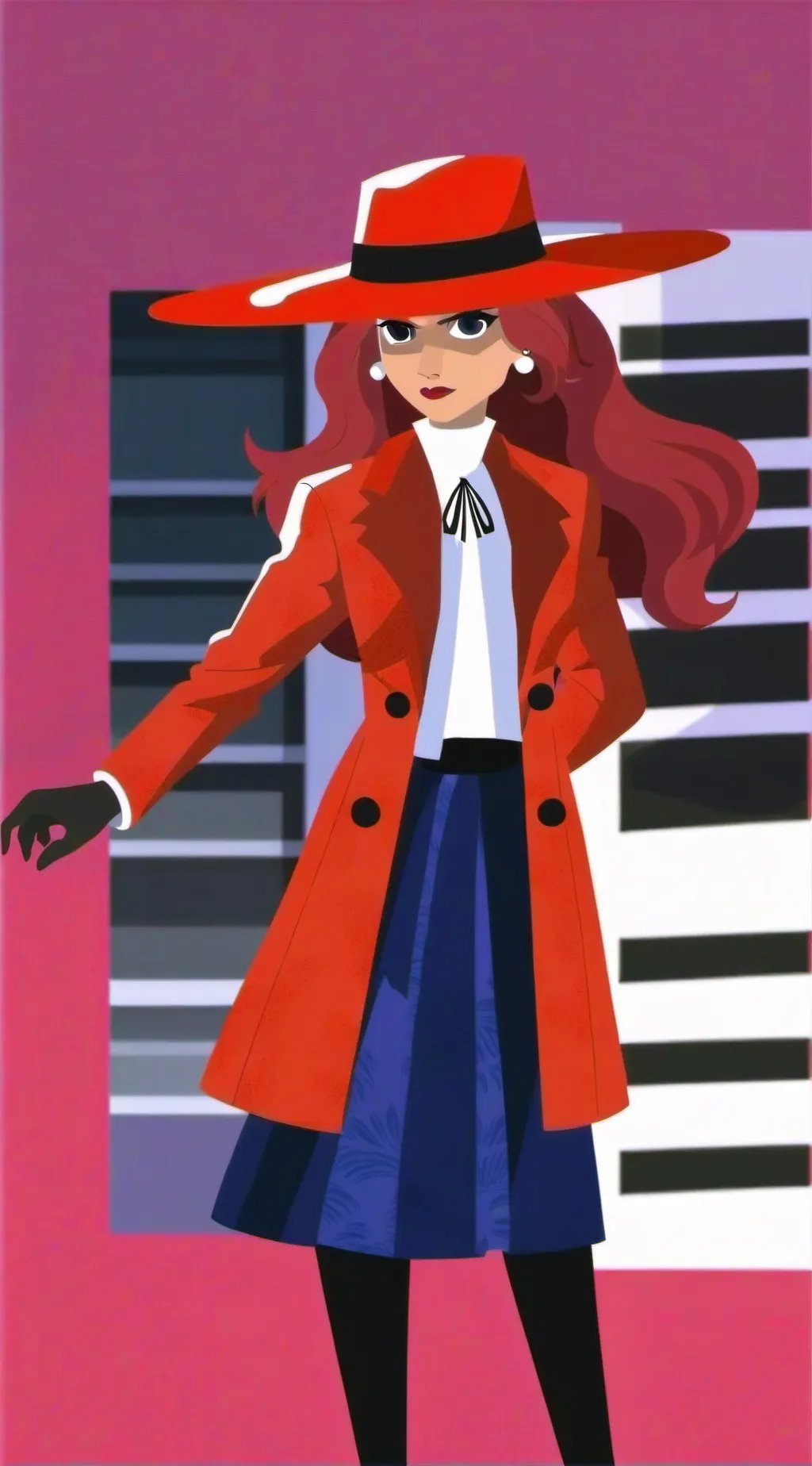 ai character: Carmen_Sandiego  background