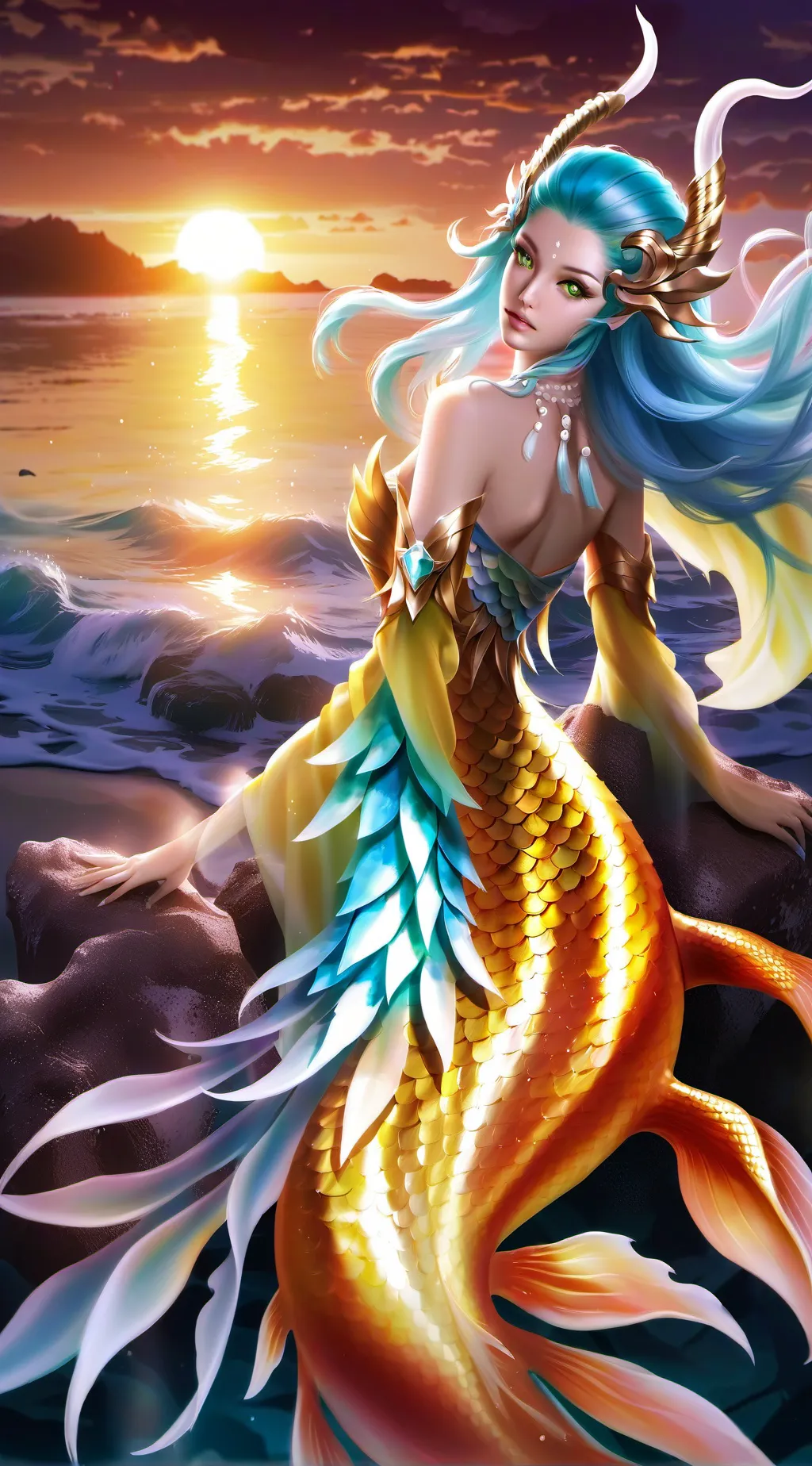 ai character: Siren goddess  background