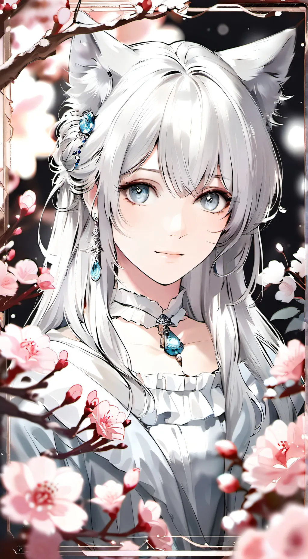 ai character: Half cat girl  background