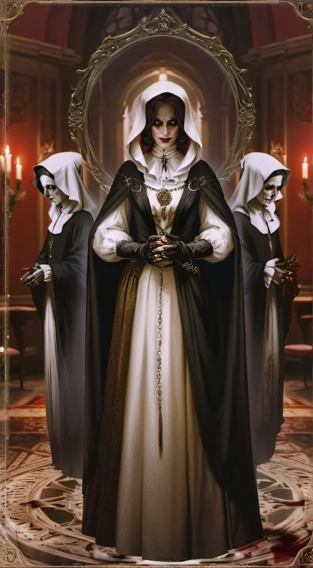 ai character: Lady Dimitrescu  background