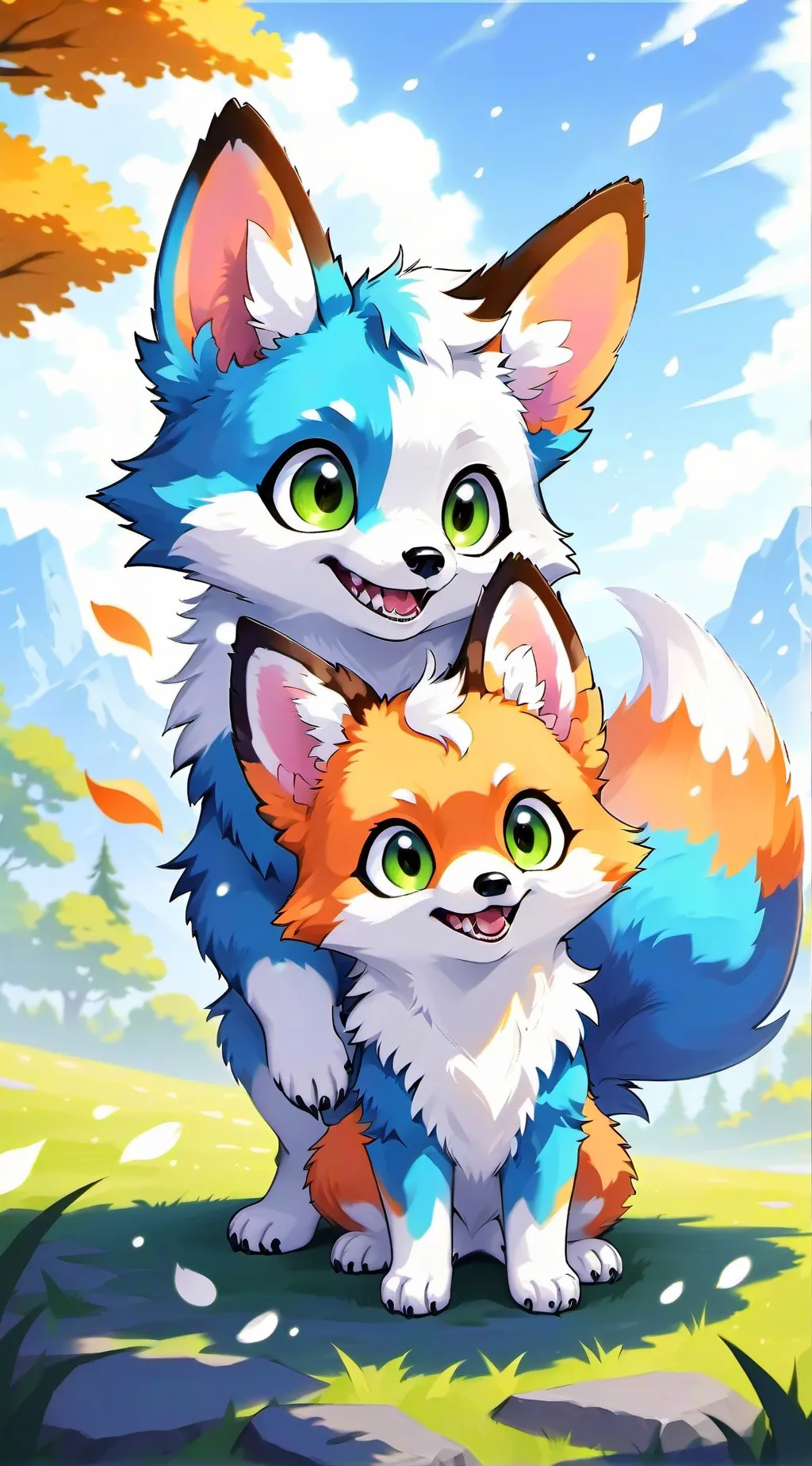 ai character: Bluey and bingo background