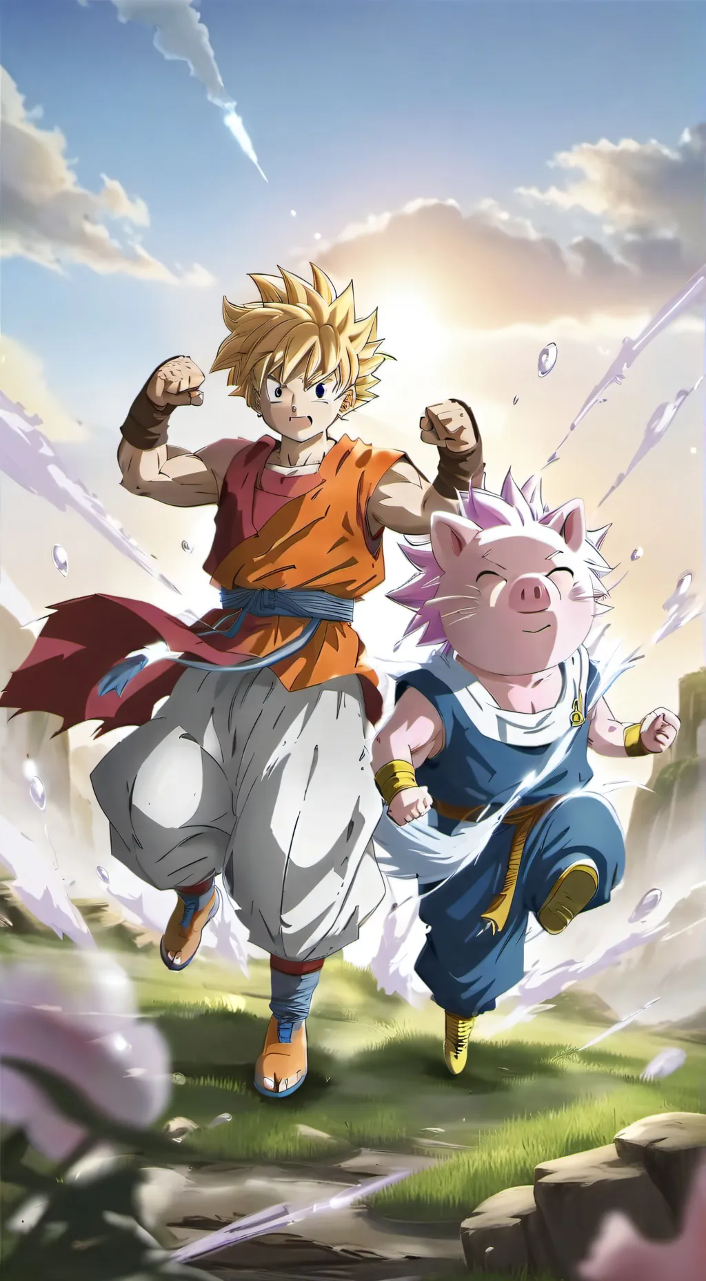 ai character: Peppa vs Goku y tu background