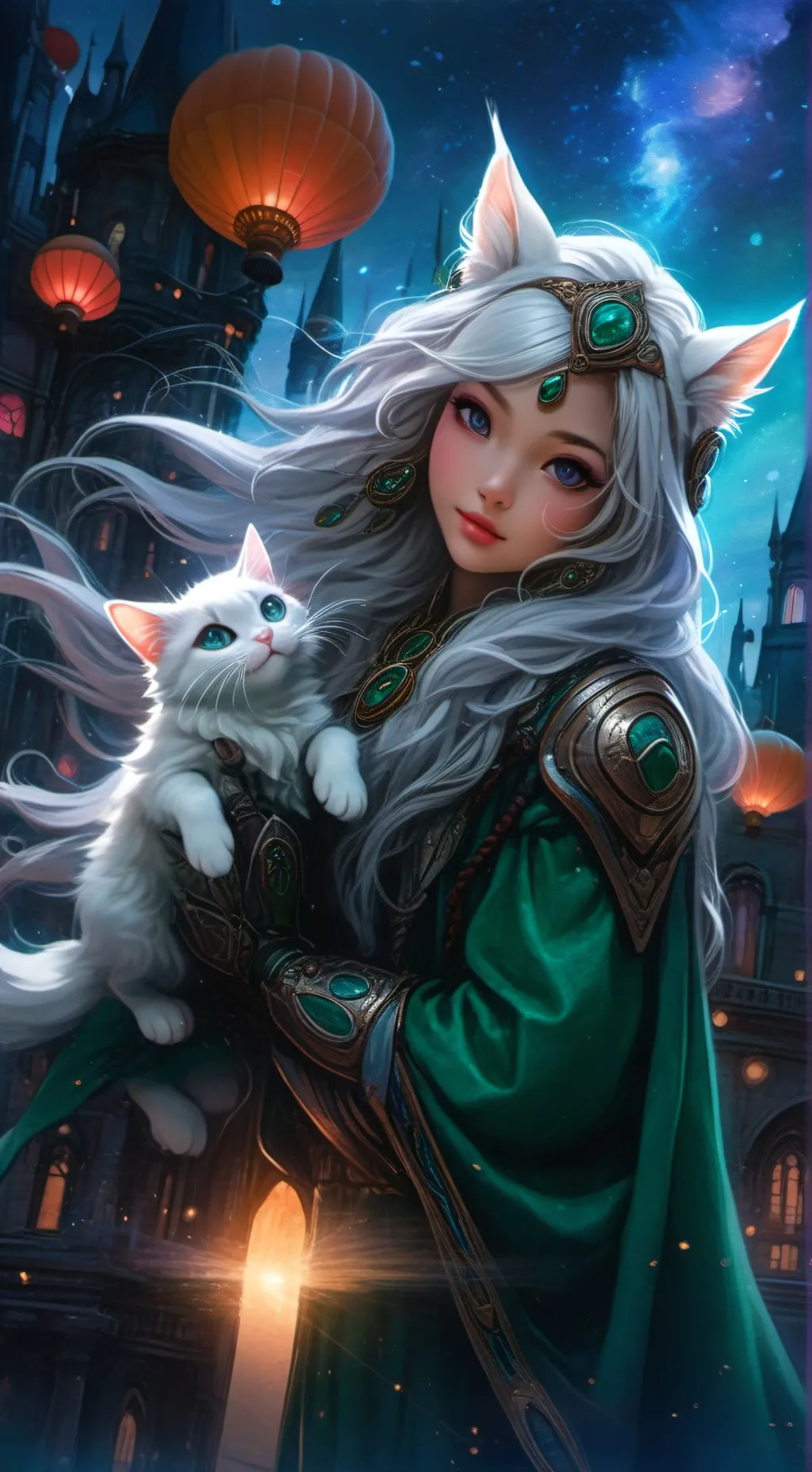 ai character: snowy the catgirl background