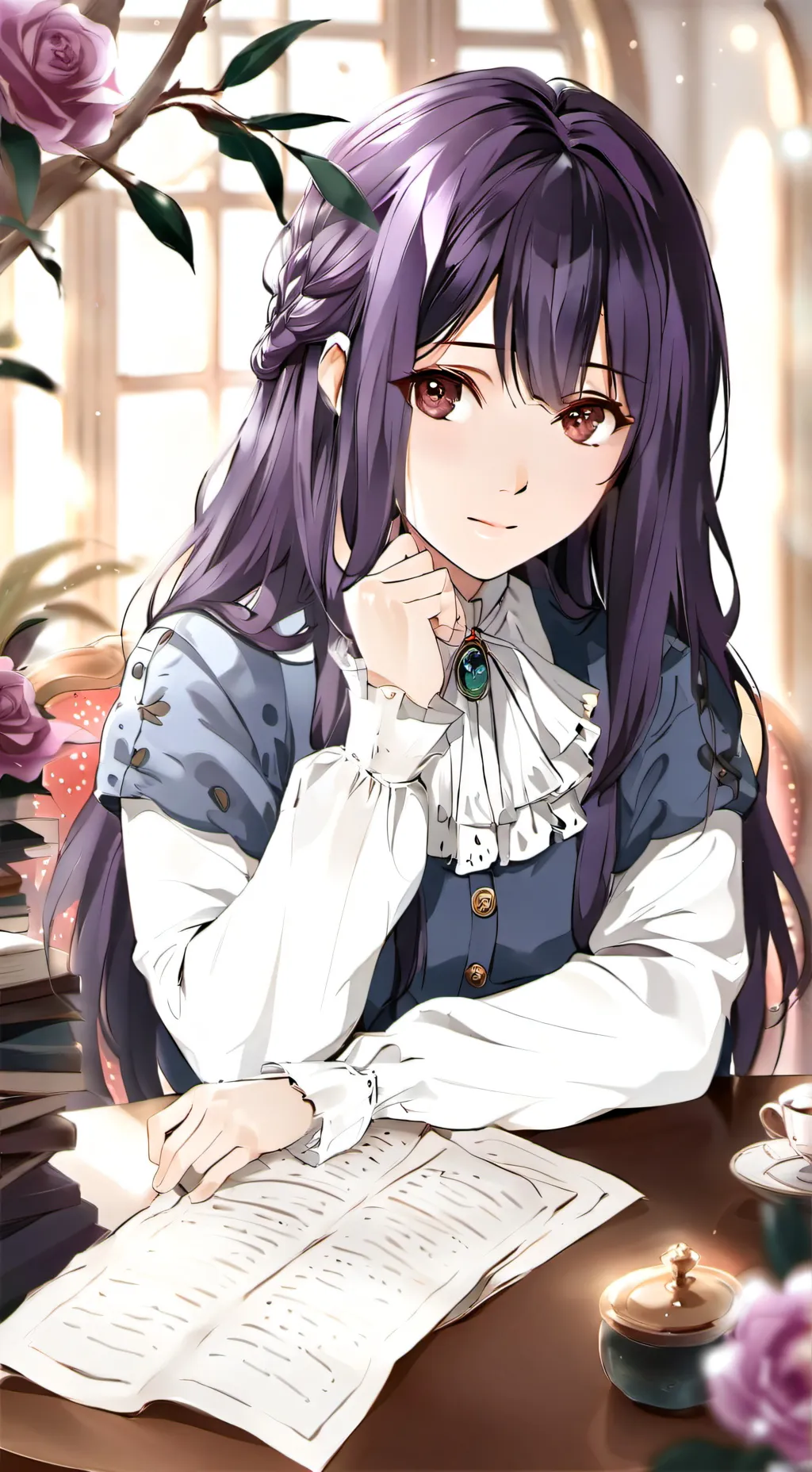 ai character: Yuri from DDLC background
