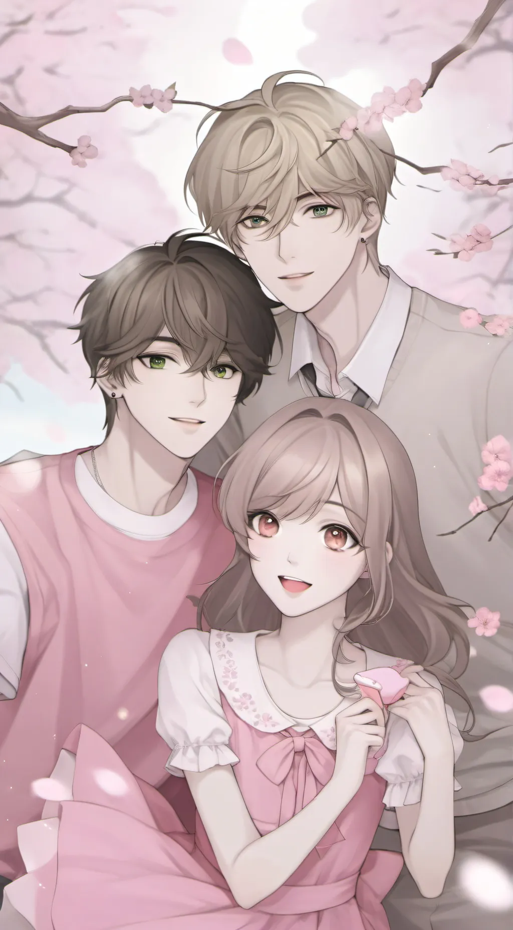 ai character: 1 Girl 2 boys background