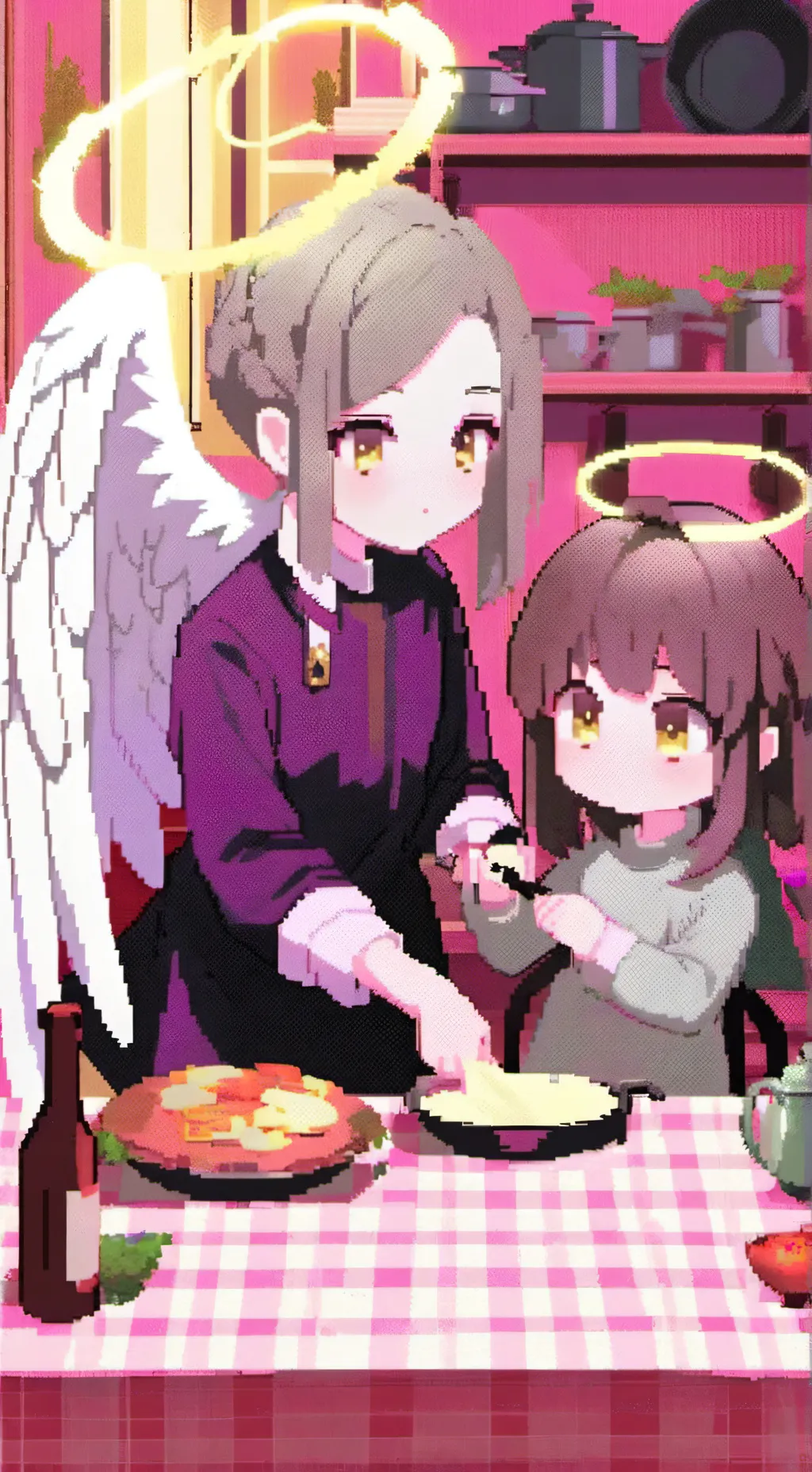 ai character: Am family kitchen background