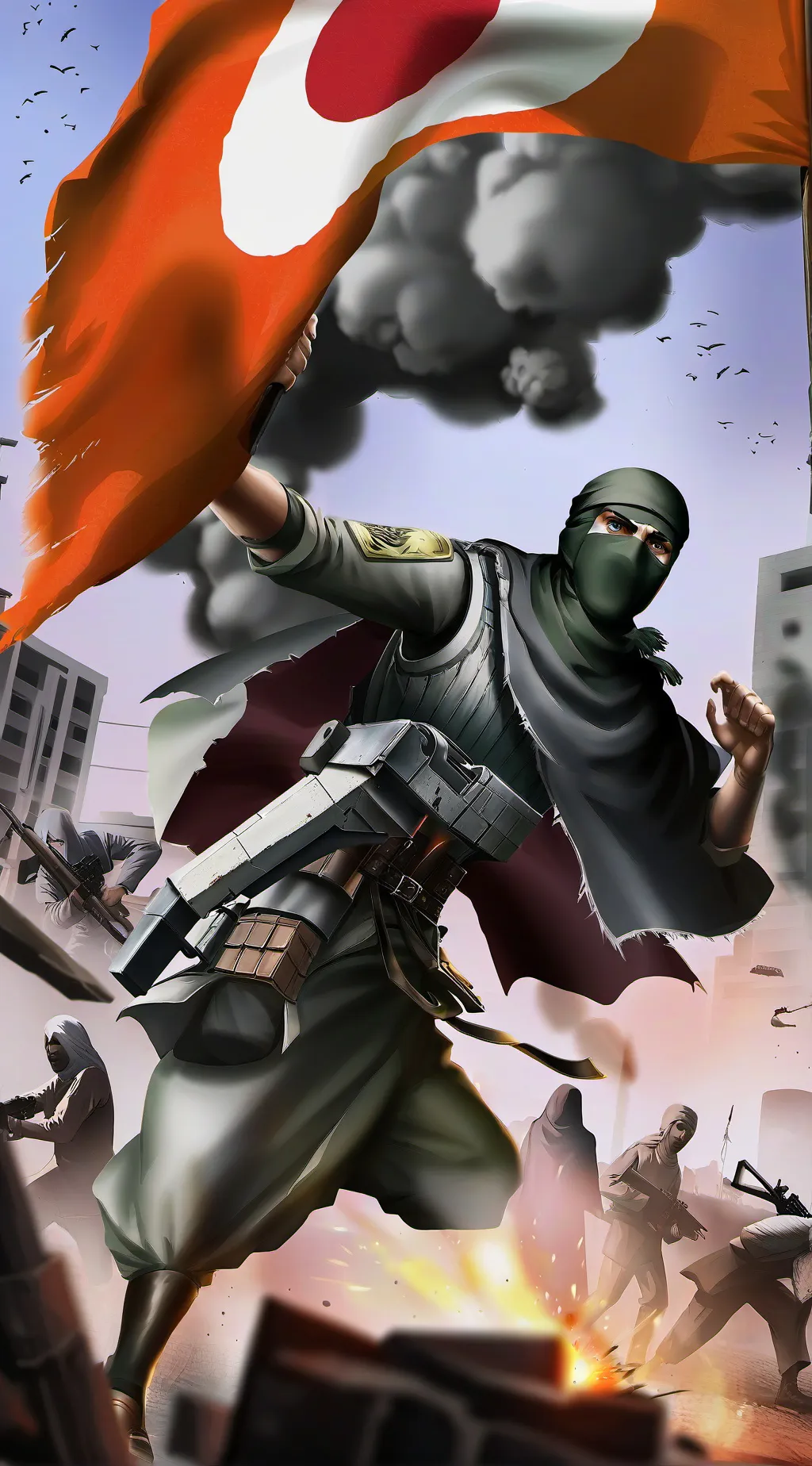 ai character: Free Palestine. background