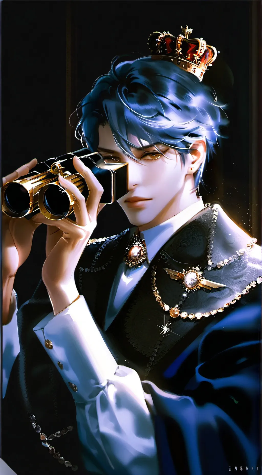 ai character: William binoculars background