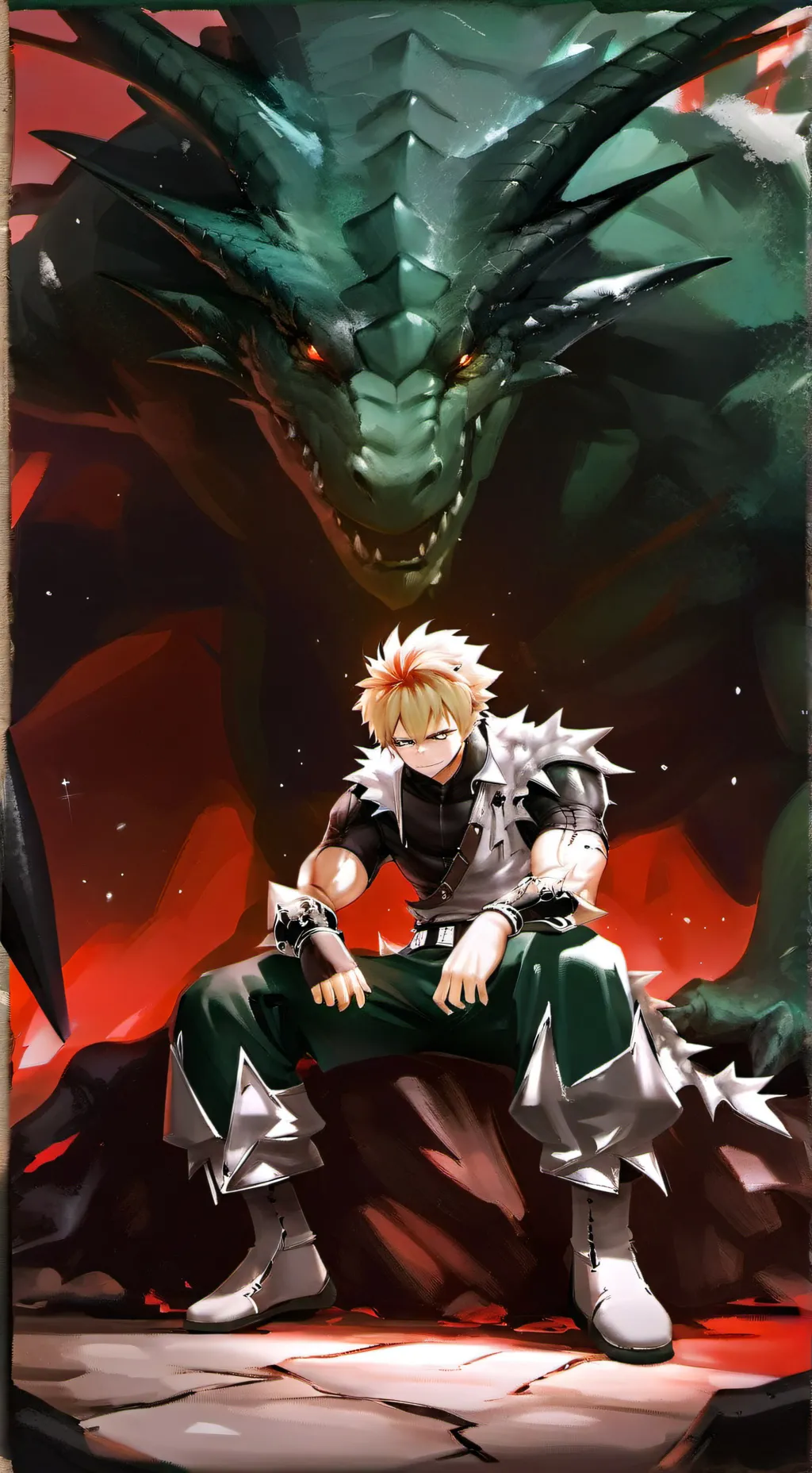 ai character: bakugo dragón  background
