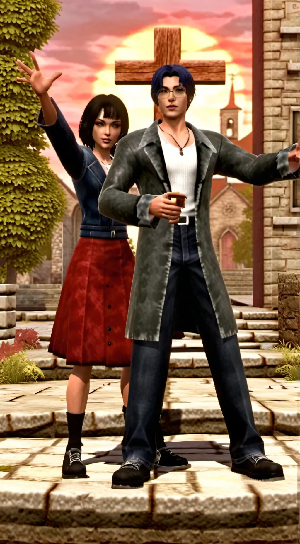 ai character: bad & good date background