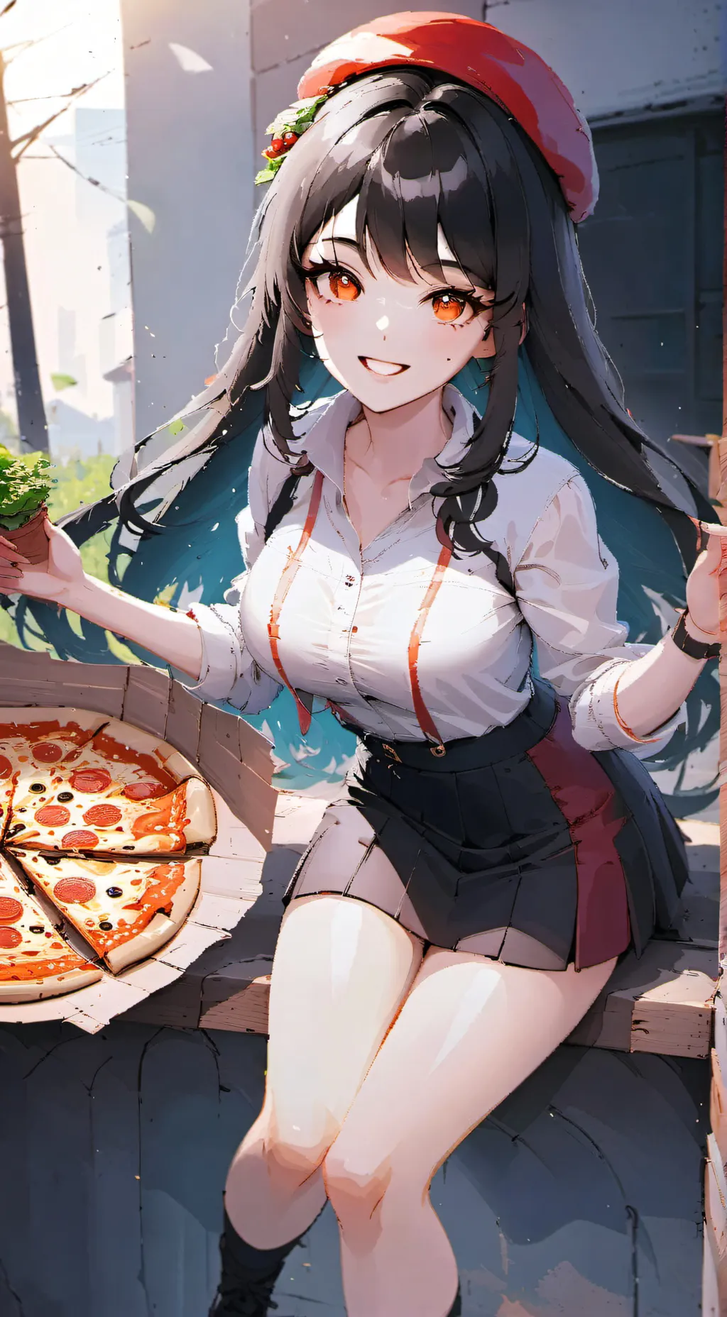ai character: Pizza girl🍕 background