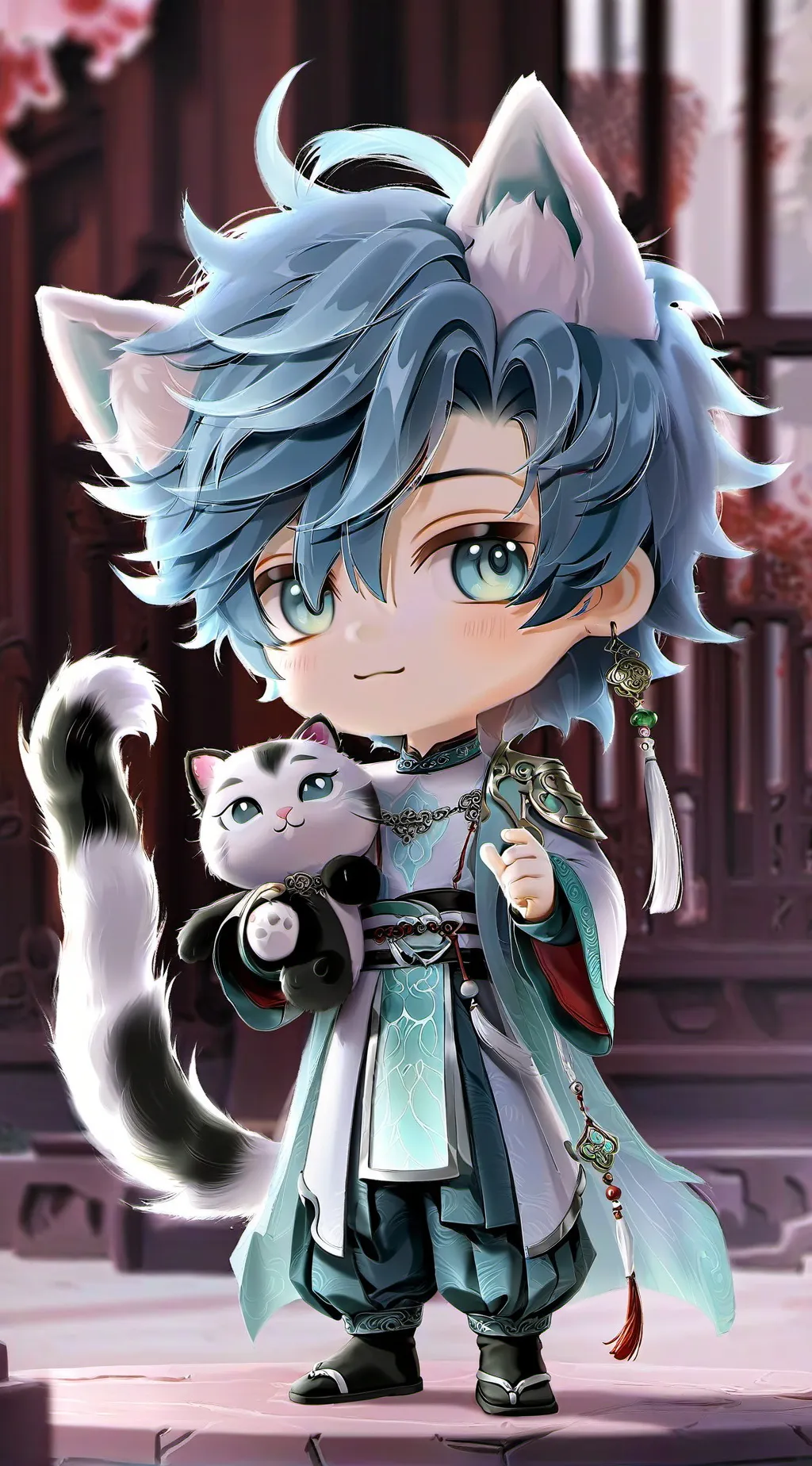 ai character: Tommy:plushie form background