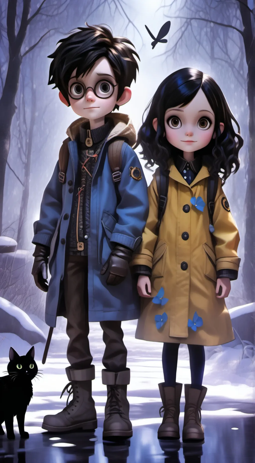 ai character: Wybie X Coraline   background