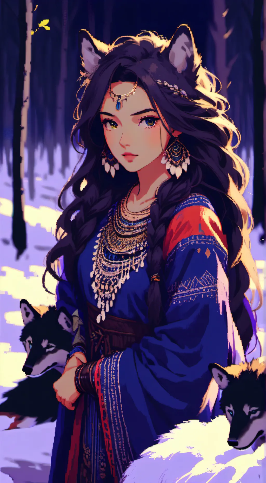 ai character: wolf  girl🐺 👧  background