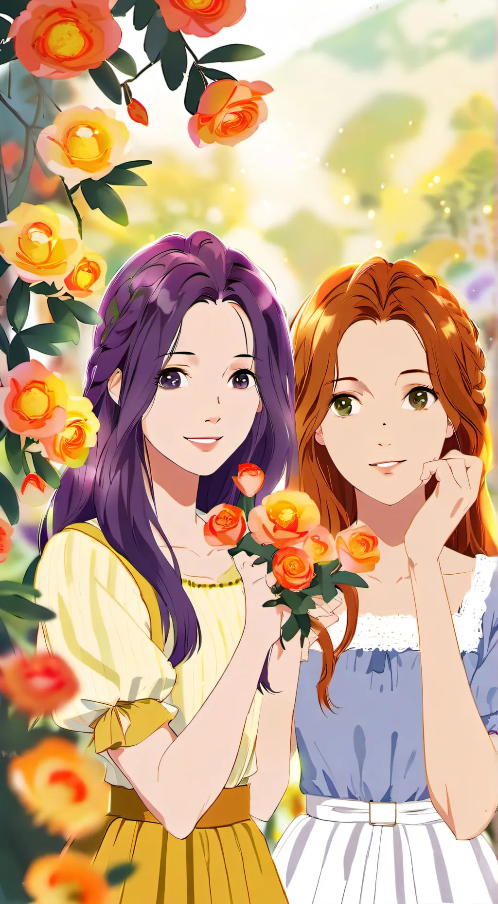 ai character: Violet and Rose background