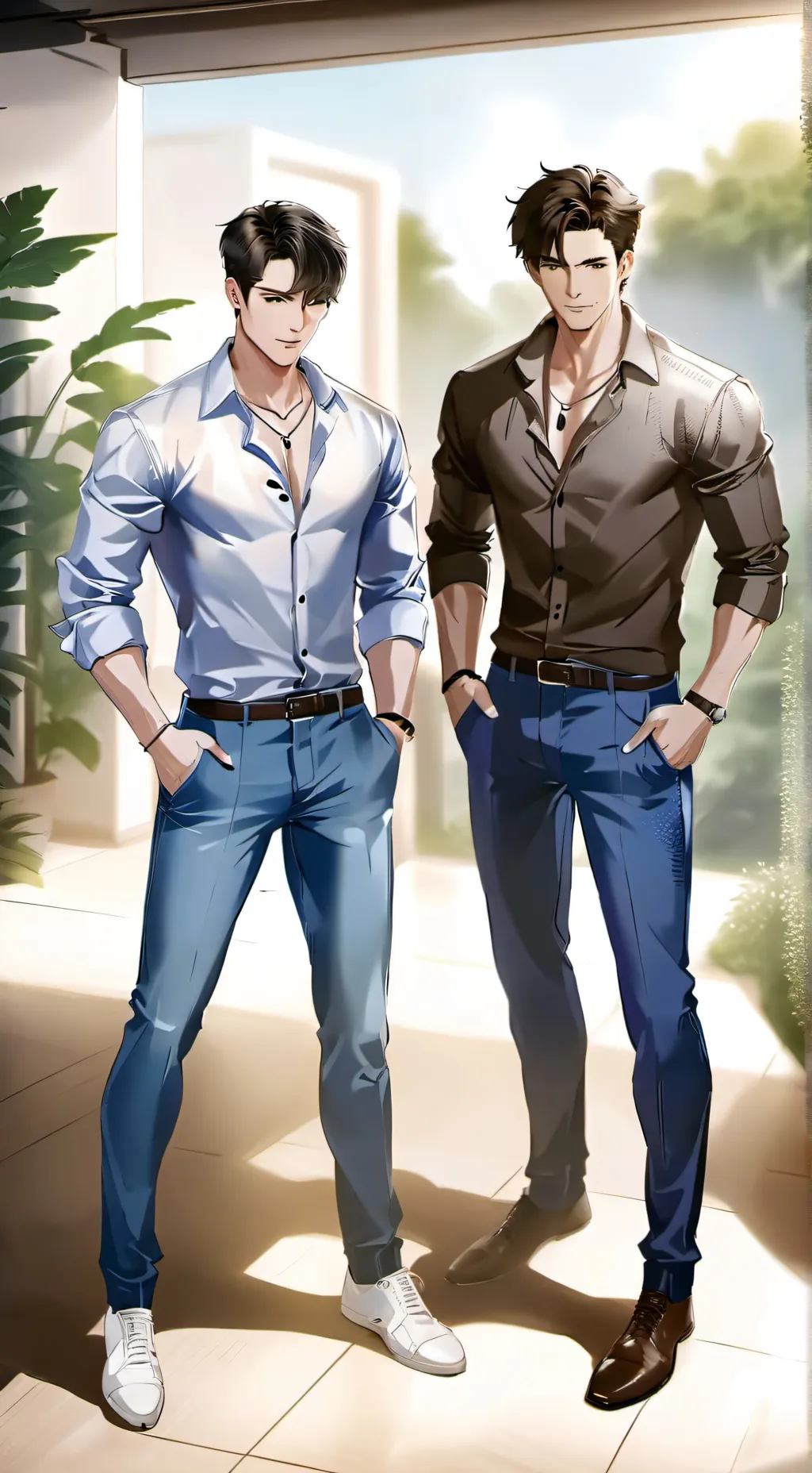 ai character: teteu🩵 e Léo🤎 background