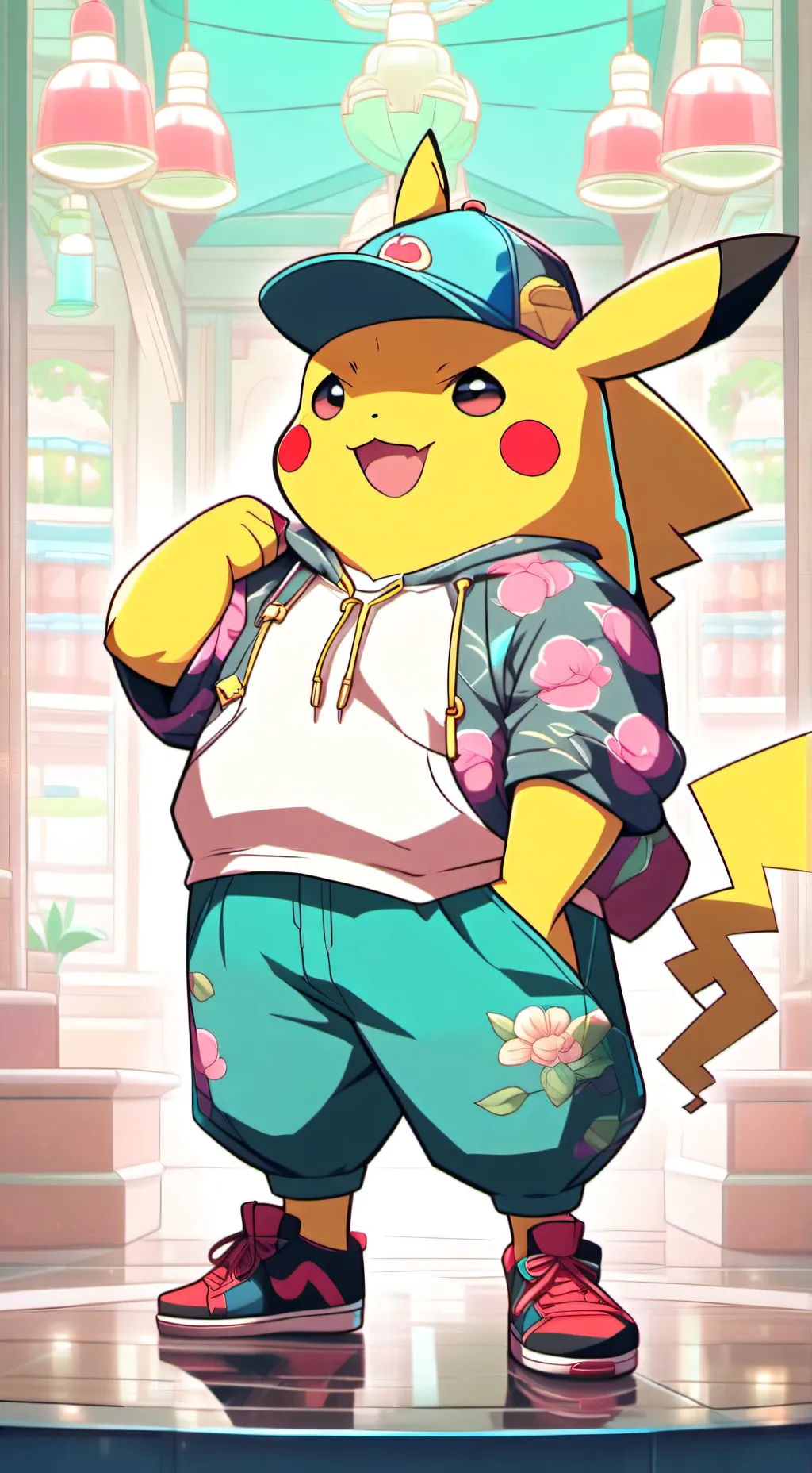 ai character: Big fat pikachu background