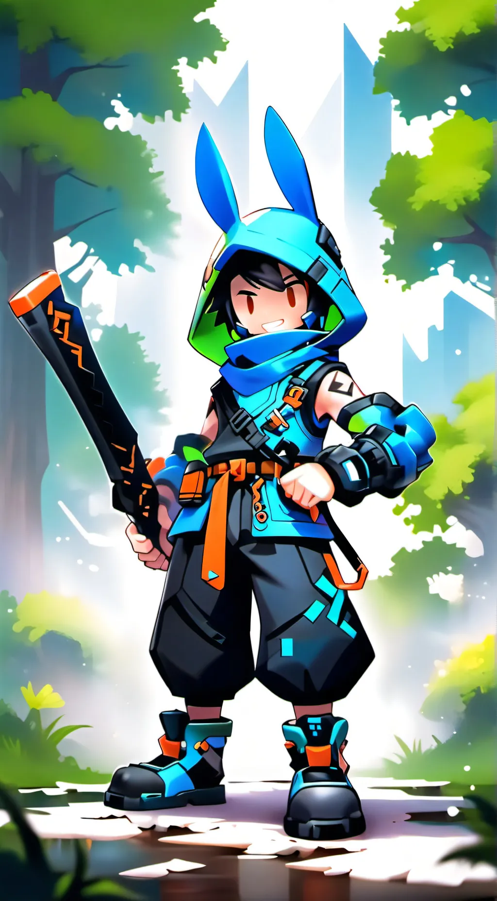 ai character:  gaint bunny boy🐇 background