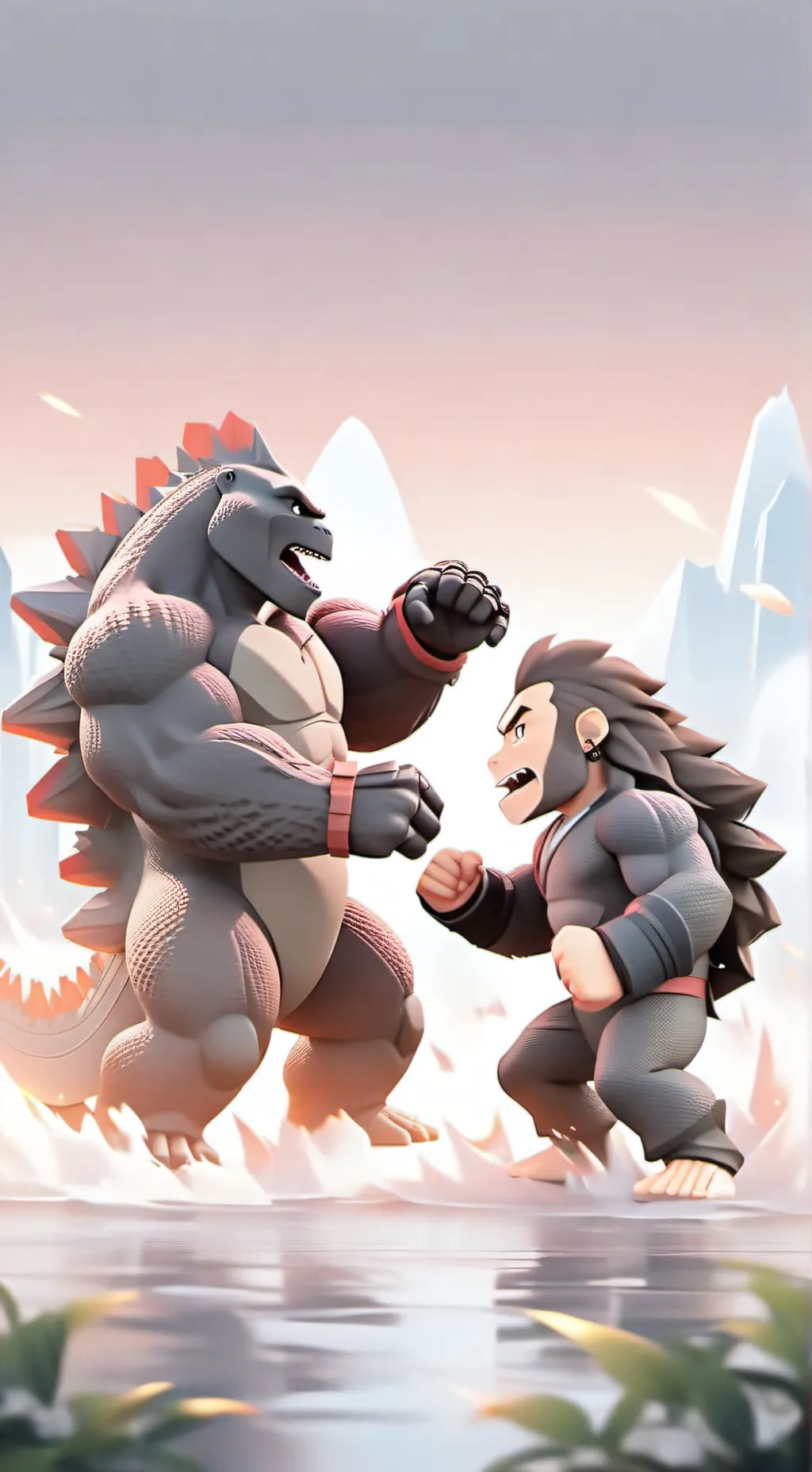 ai character: Godzilla X kong background