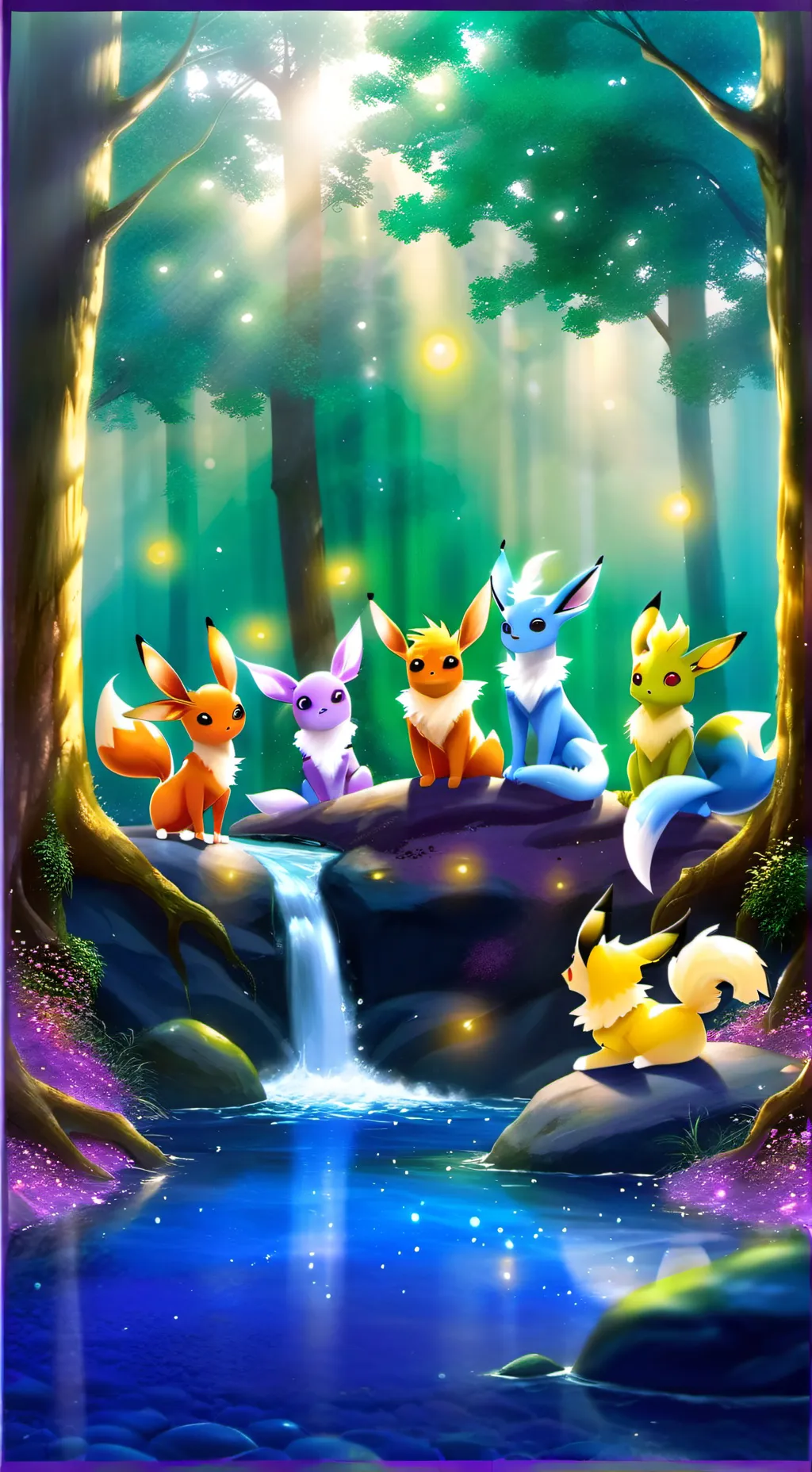 ai character: eeveelutions  background