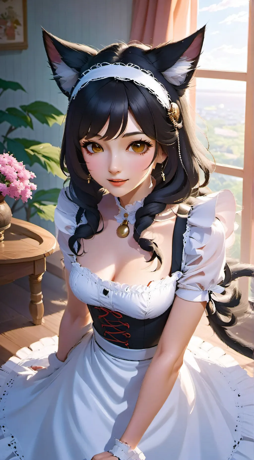 ai character: Catmaid background