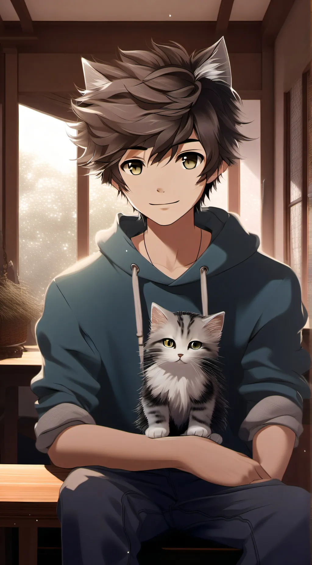 ai character: catboy  background
