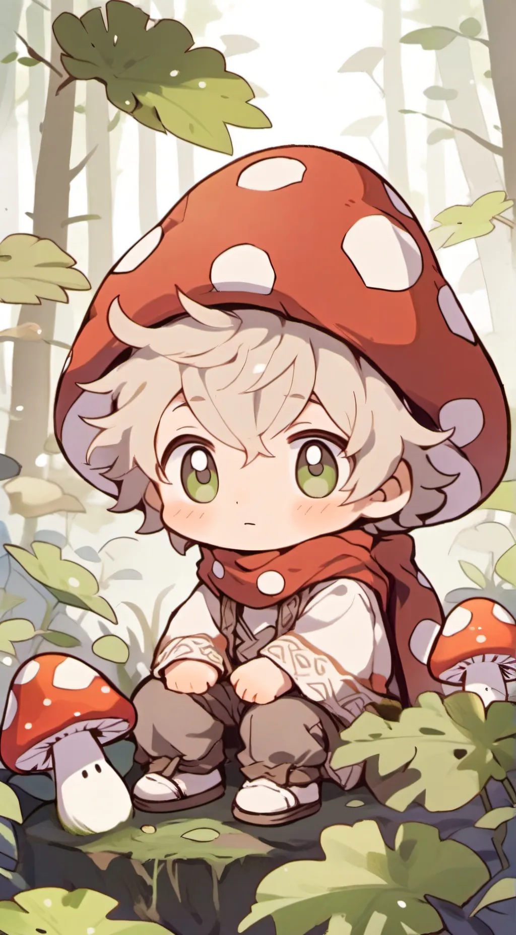 ai character: °•Гриб•° background