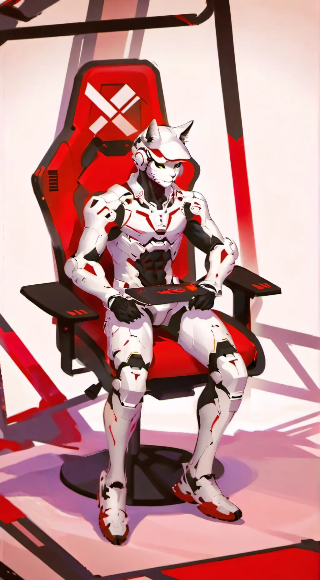 ai character: Mewki workshop cat background