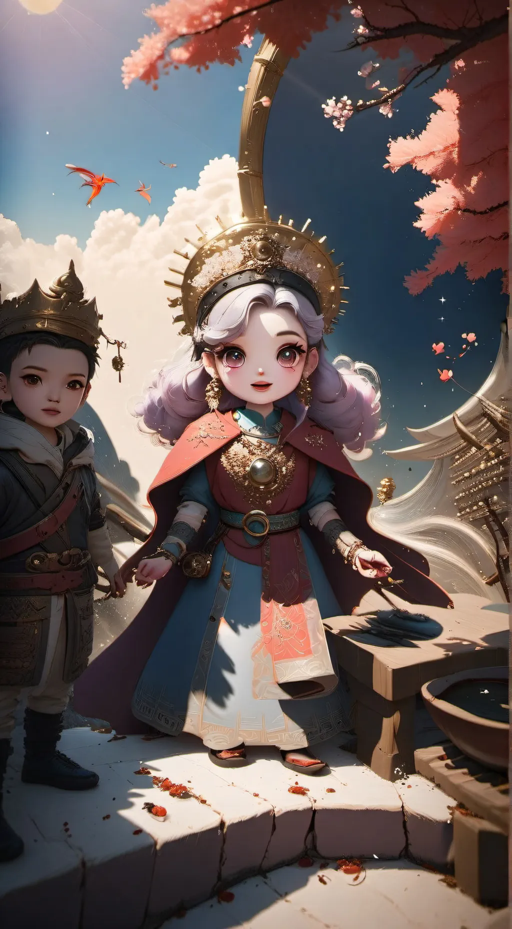 ai character: Block tower background