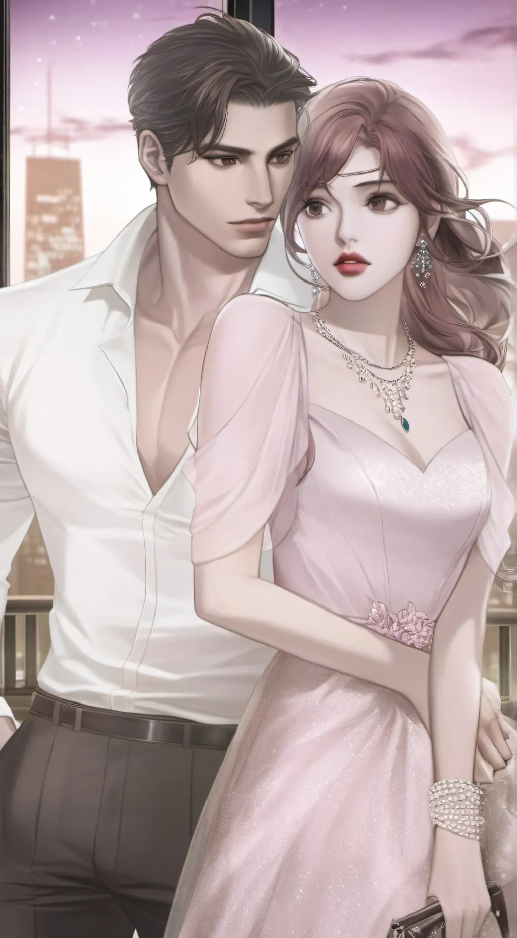 ai character: Damien and Amelia  background