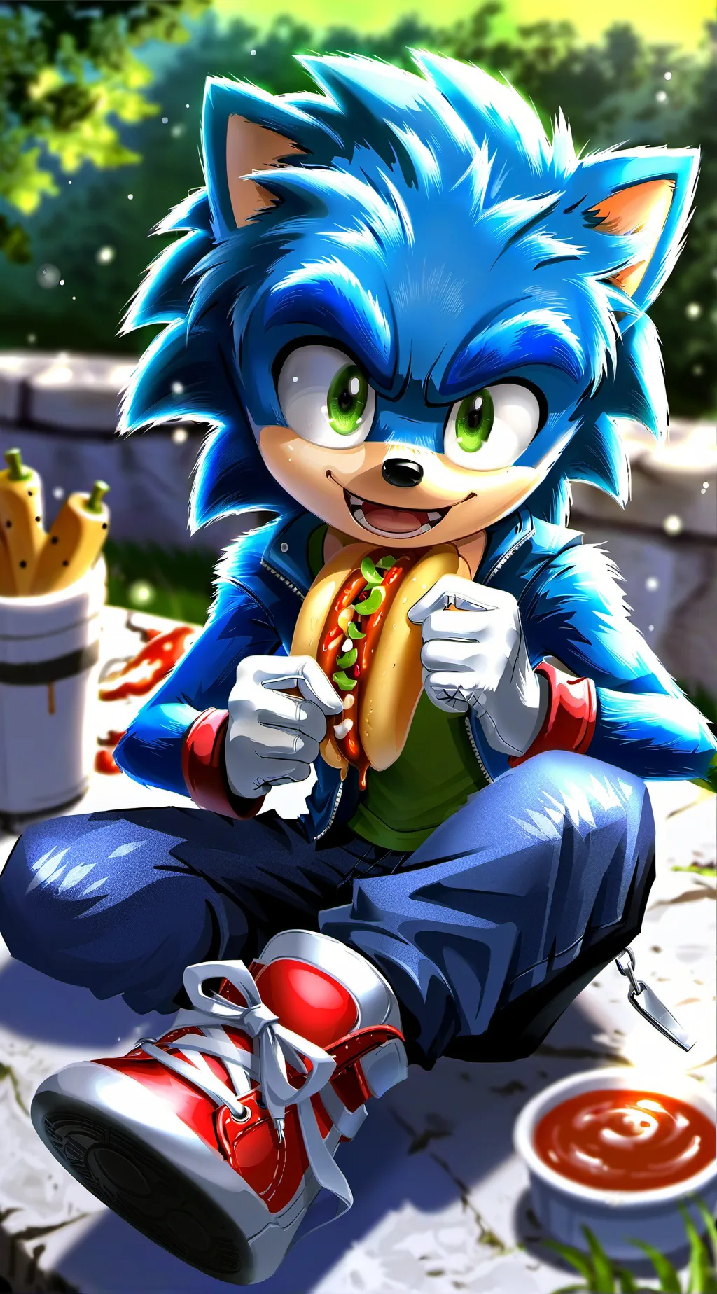 ai character: Sonic x chillidogs background