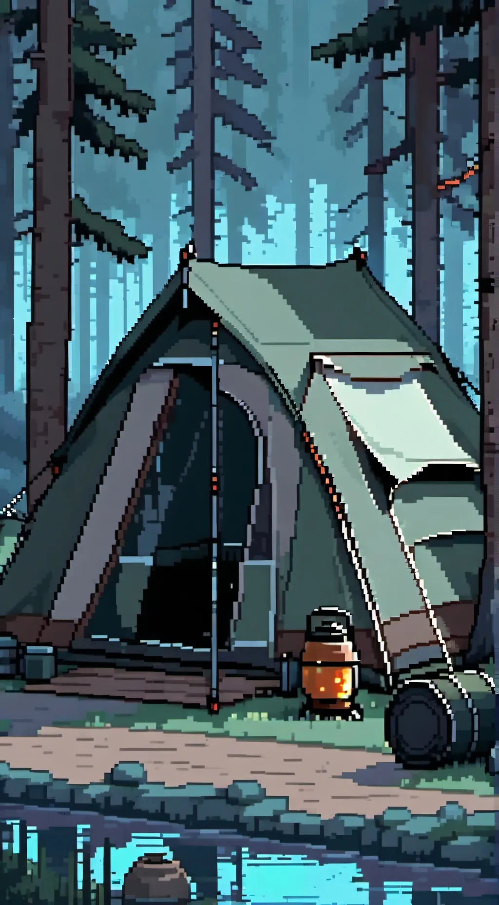 ai character: FPE camping <3 background