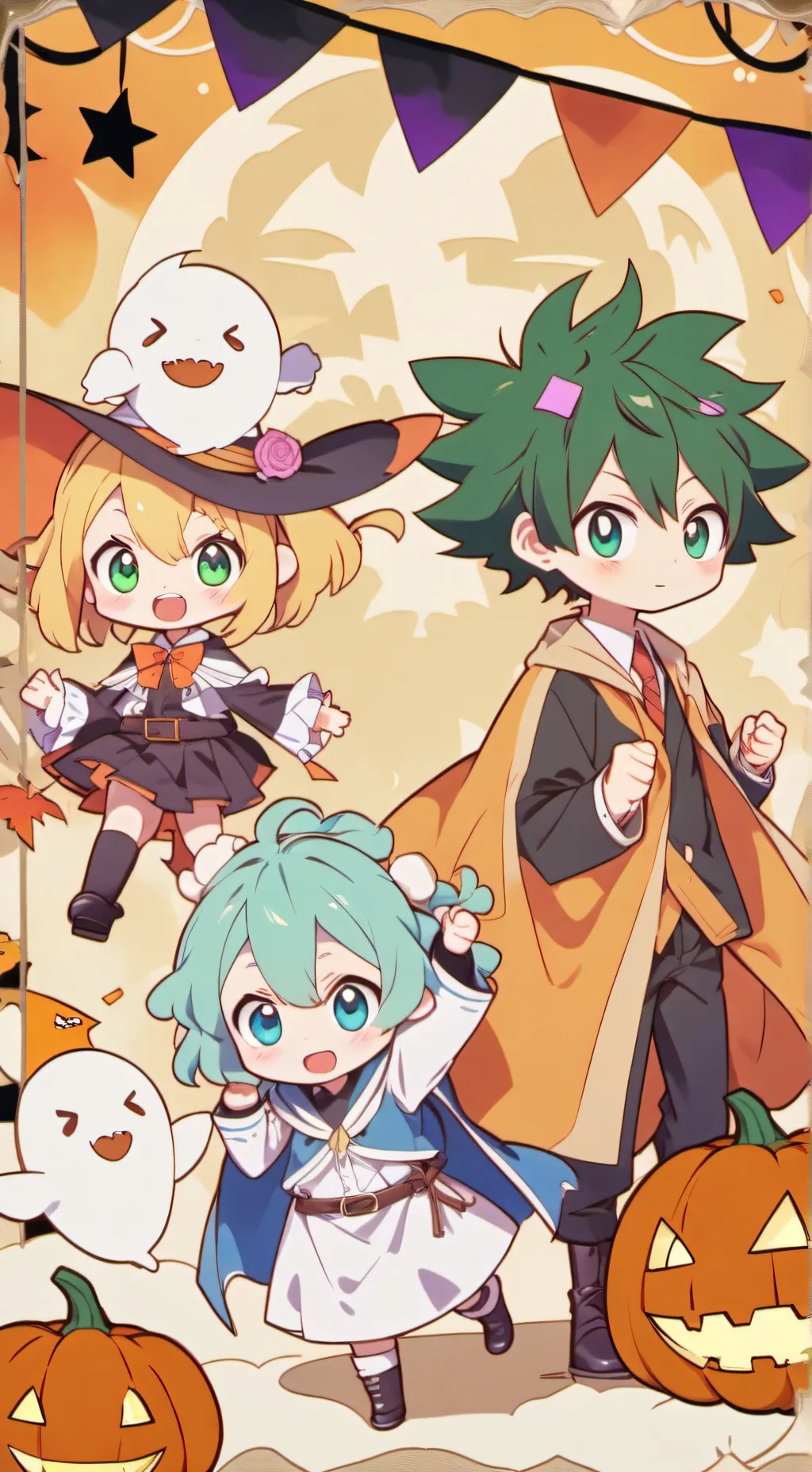 ai character: Mha Halloween background