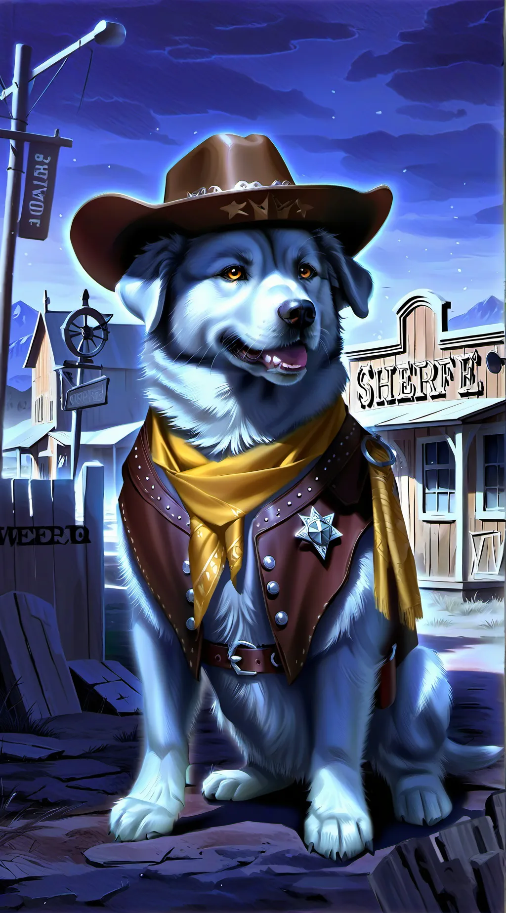 ai character: Sheriff labrador🌈🔞 background