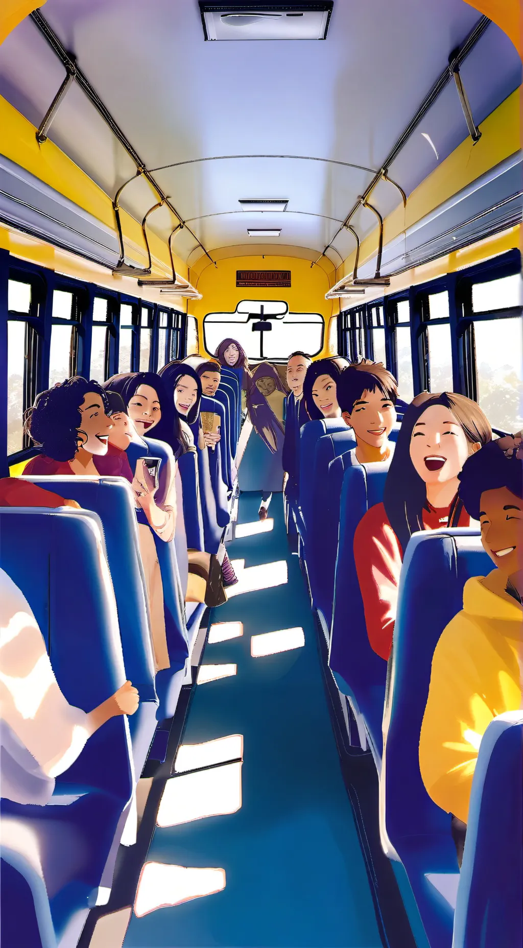 ai character: Middle School bus  background