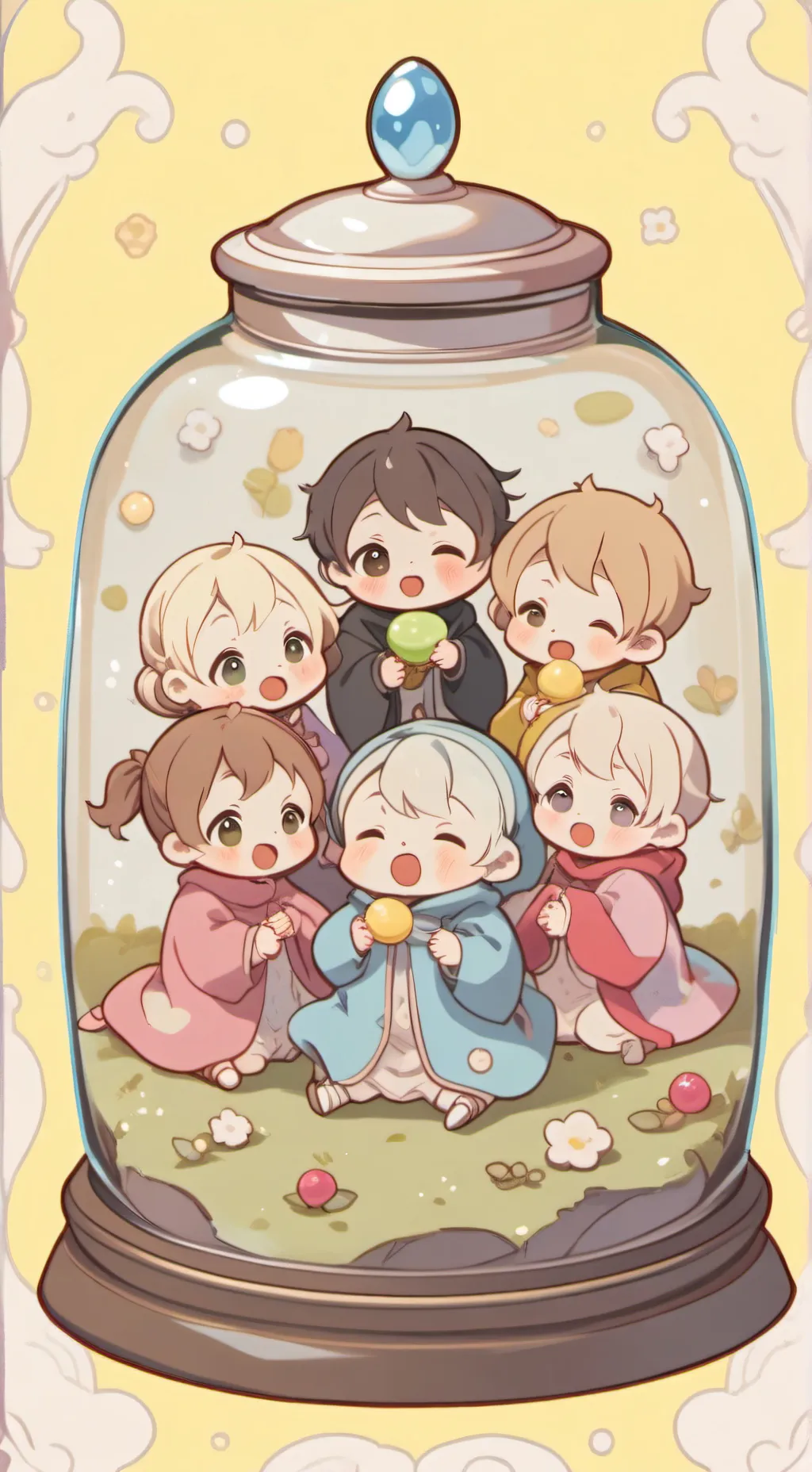 ai character: Candy babies  background