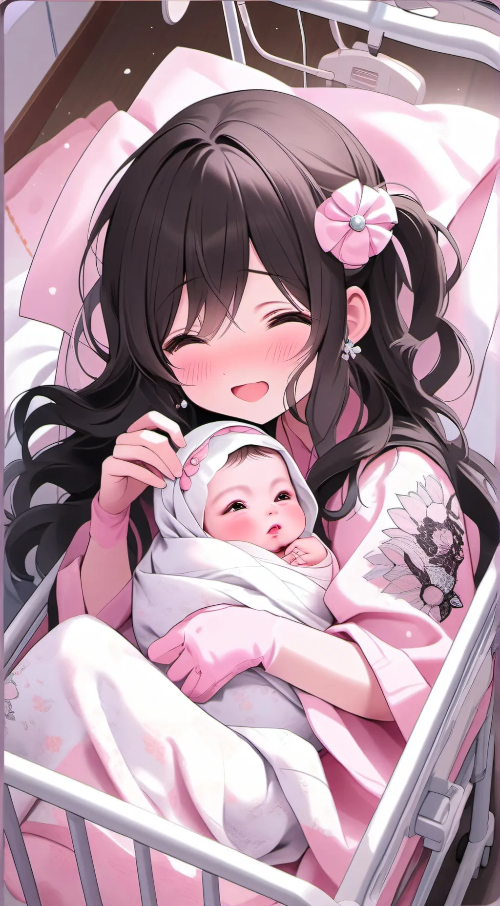 ai character: Mom+baby background