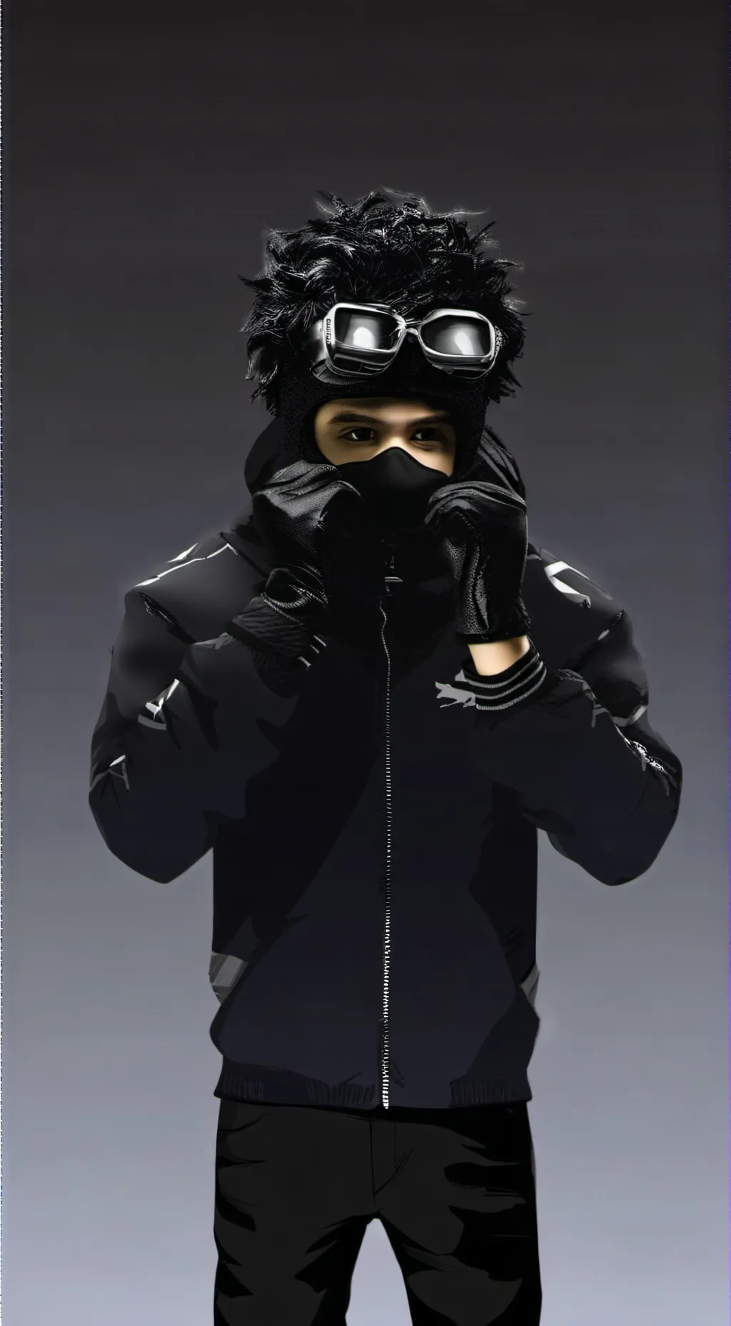 ai character: Black dot background