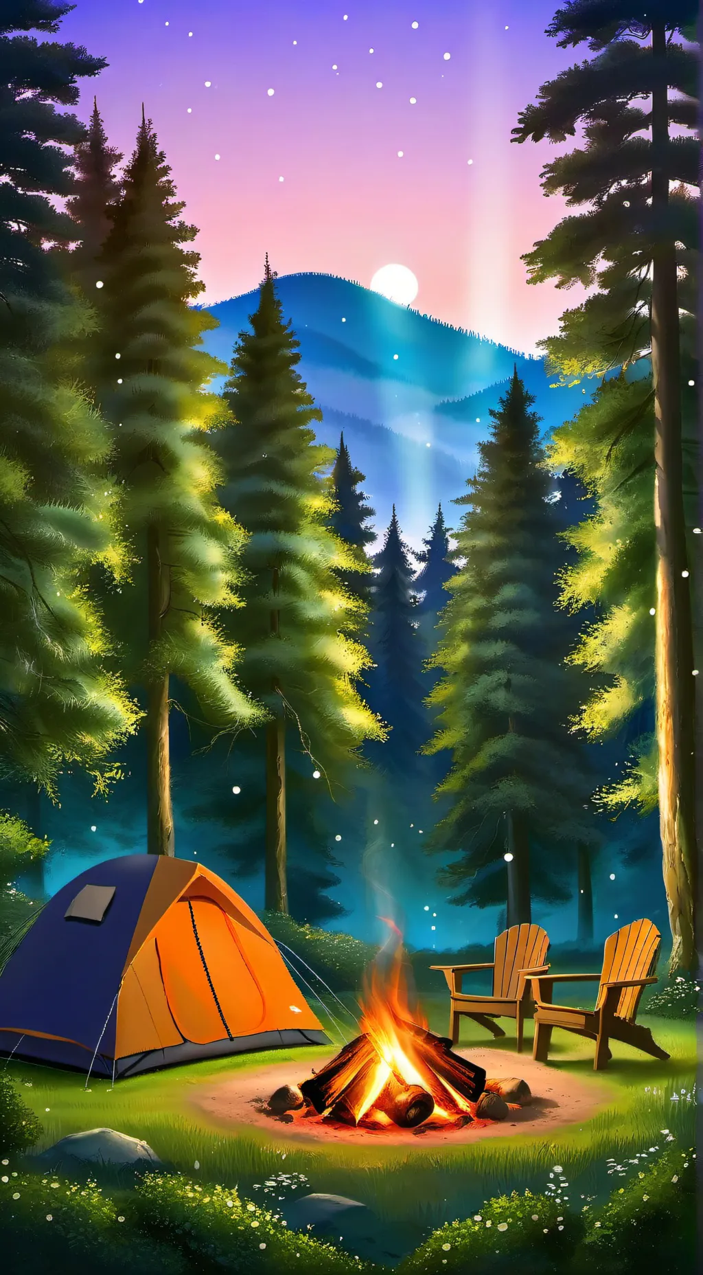 ai character: Camping nights background