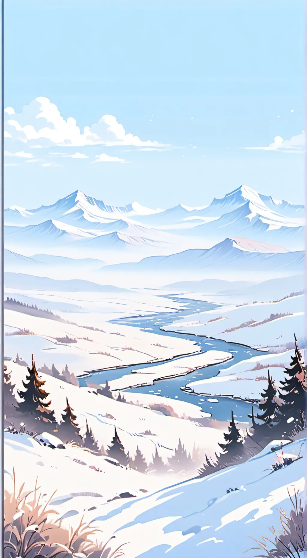 ai character: 雪地 background