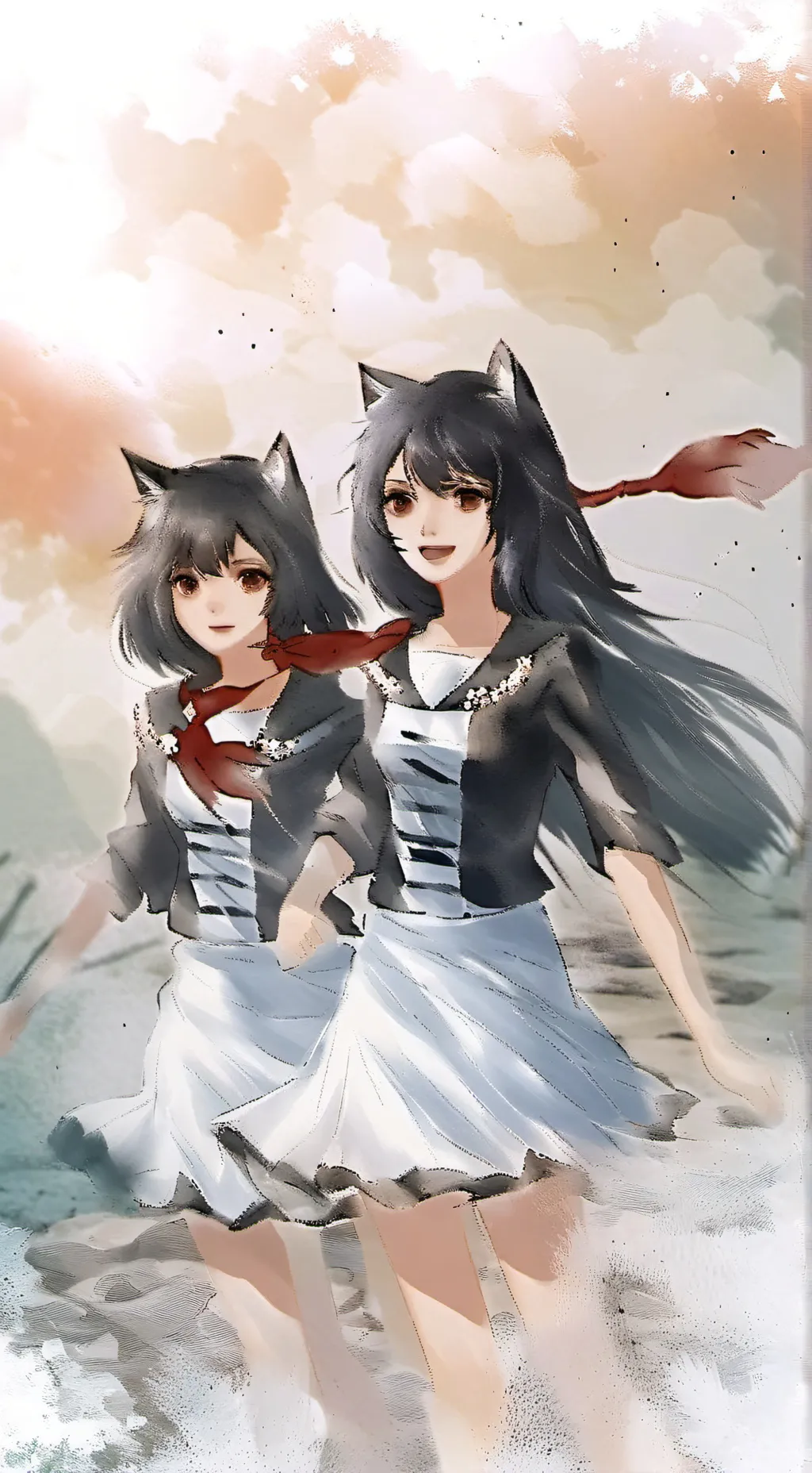 ai character: Two Yandere nekos  background