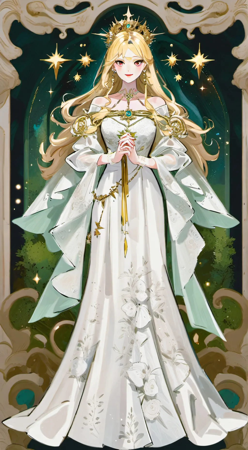 ai character: Goddess of light  background