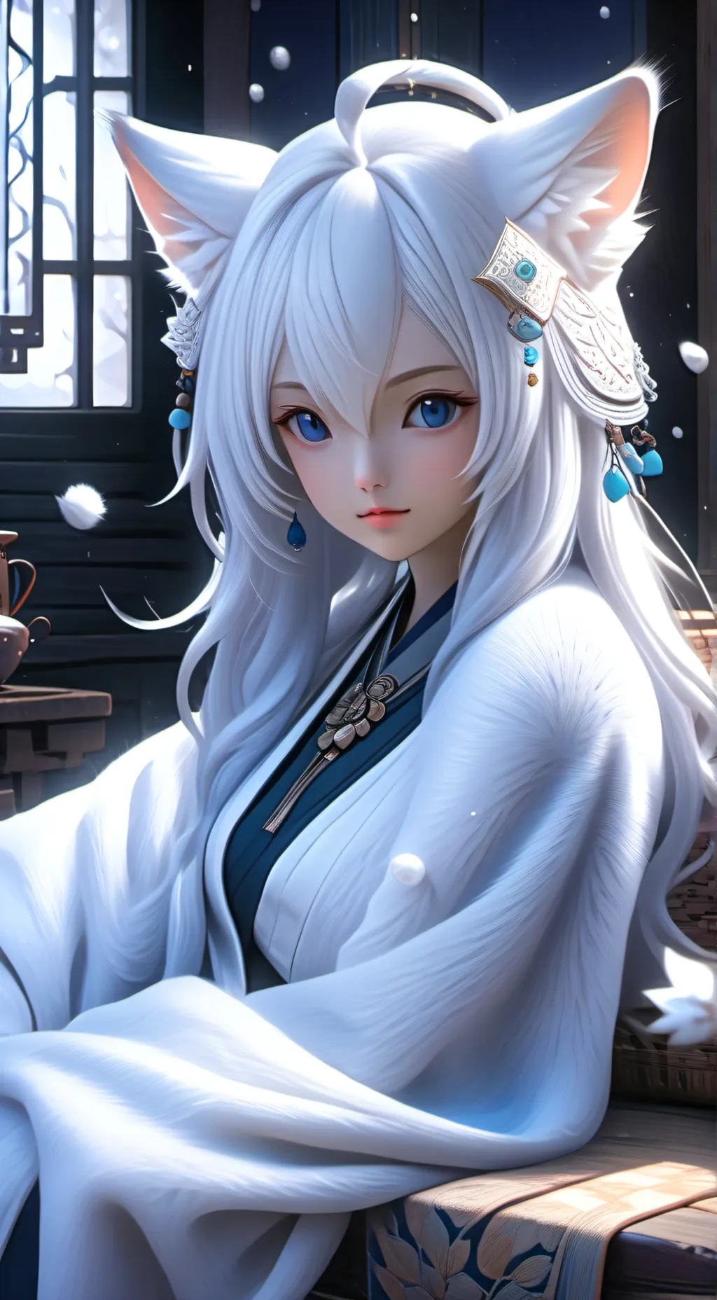 ai character: Kurama the Arctic Cat Spirit background